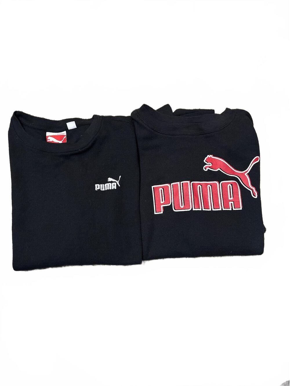 Lot of 2 Boys PUMA Waffle Knit Thermal Shirts Size M 10/12 Black Long Sleeve